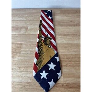 Vintage Deborah Tie Statue of Liberty American Flag Patriotic USA Novelty